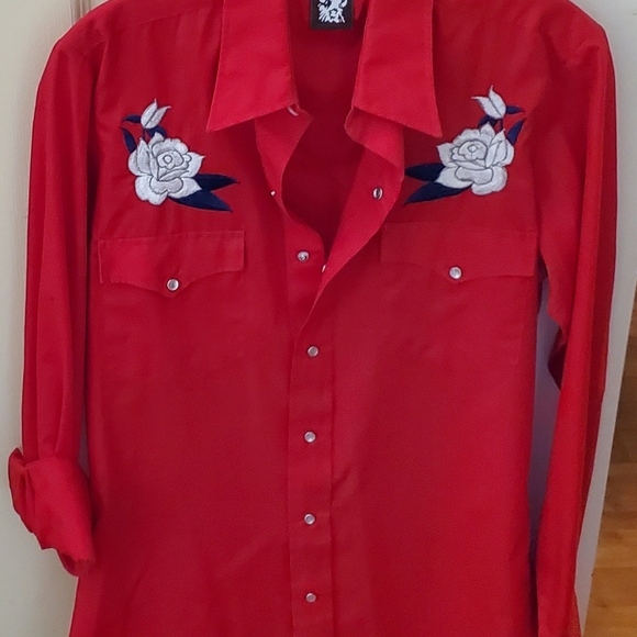Karman Western Rose Embroidered Shirt M - Picture 2 of 4